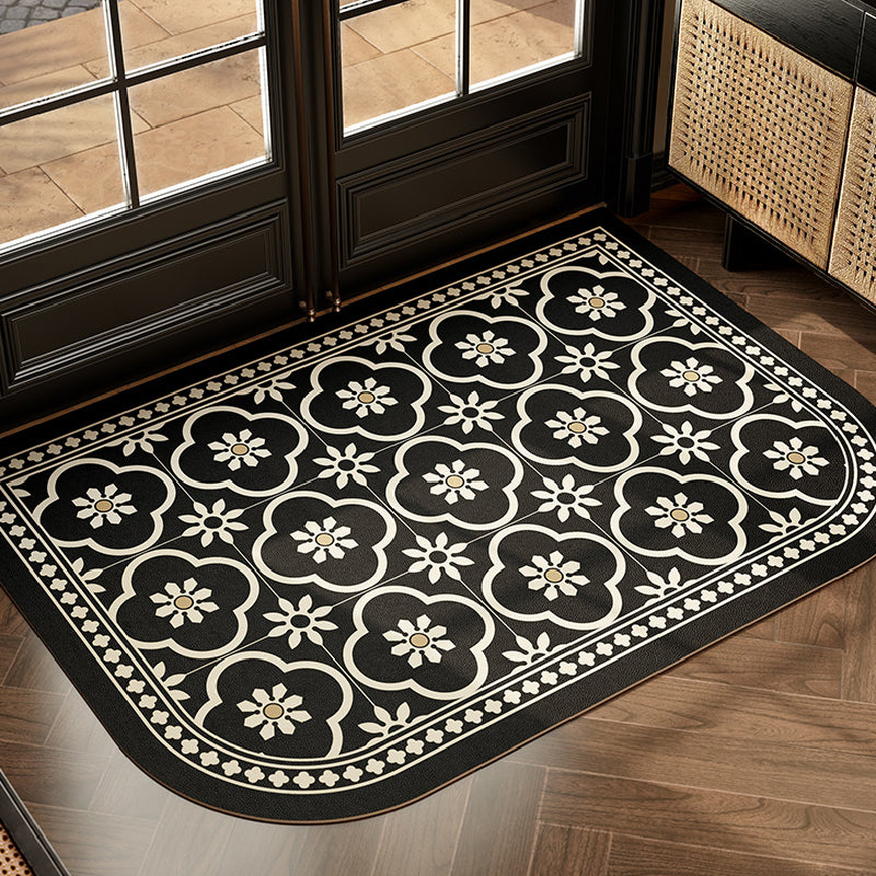 2design black morocco tile door mat