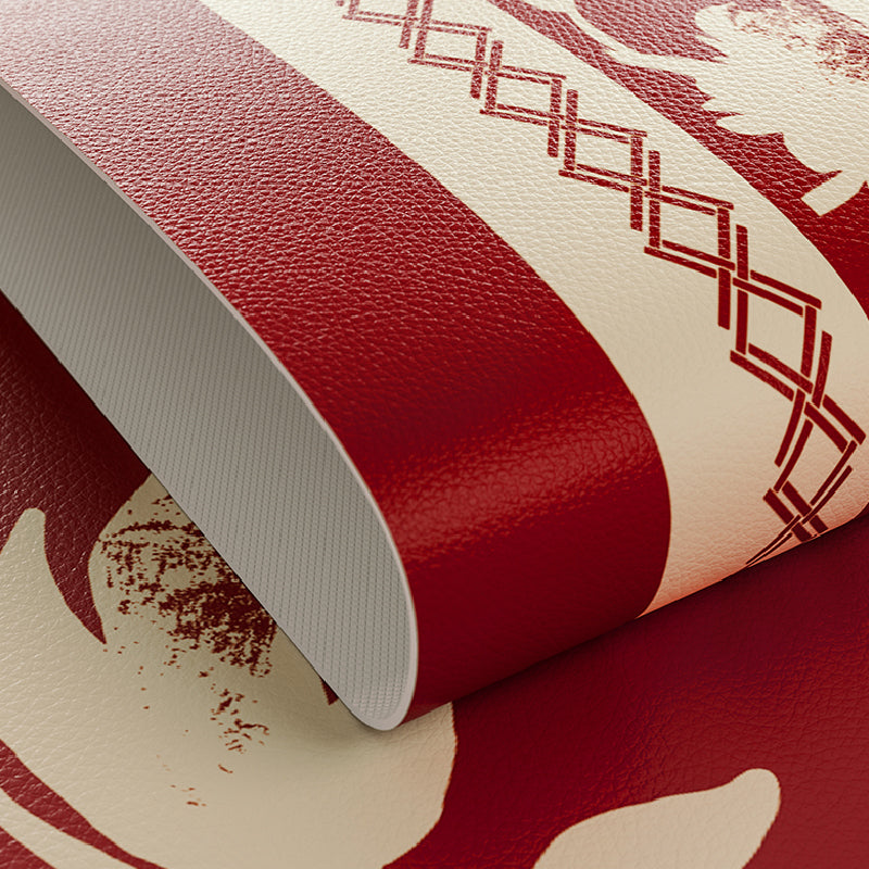 2design burgundy red fower round place mat