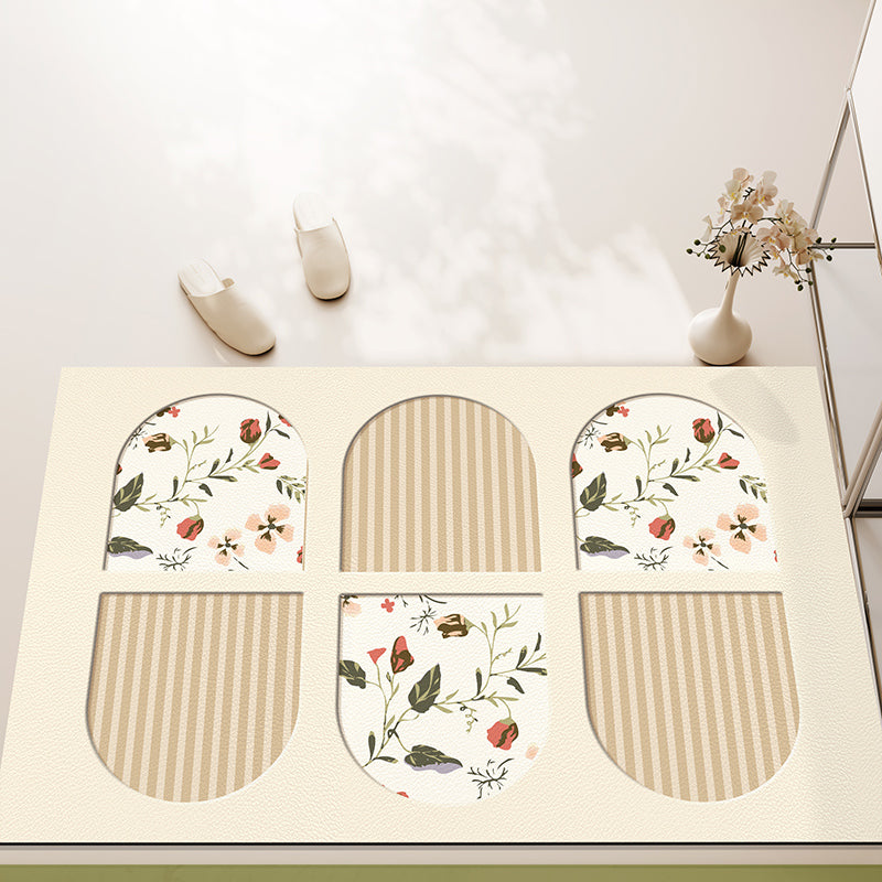 7design green floral unique shape door mat