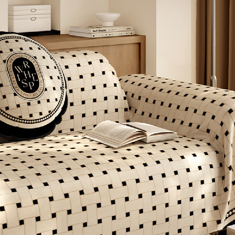 BROWN RETRO TILE SOFA COVER