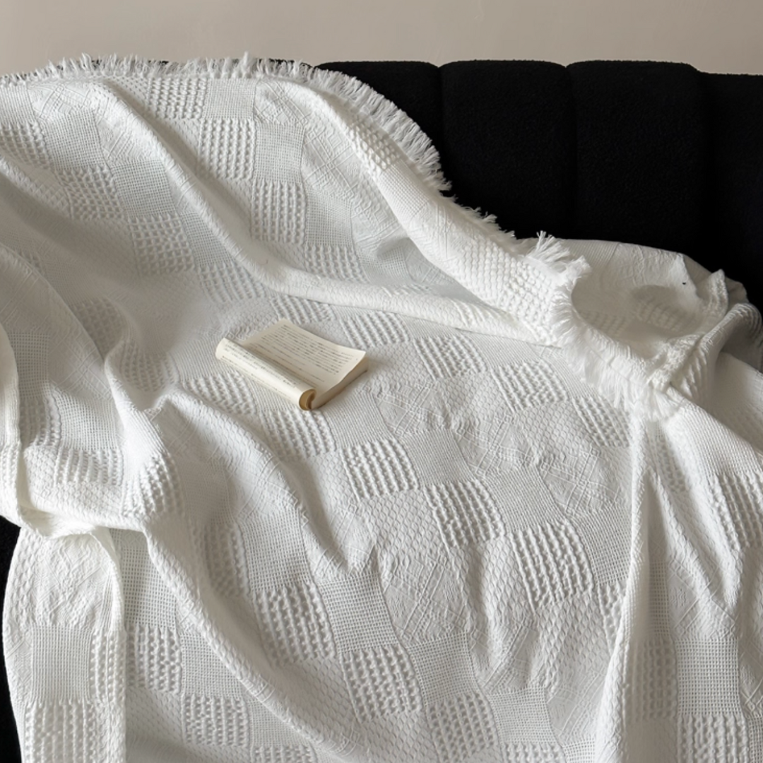 soft waffle tassel blanket (4colors)