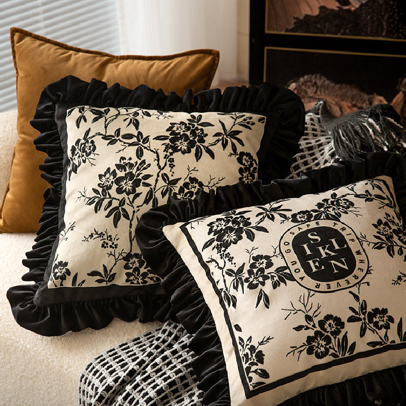 2design monotone floral frill cushion