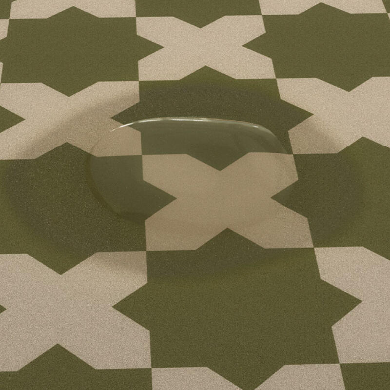 green retro tile bath mat