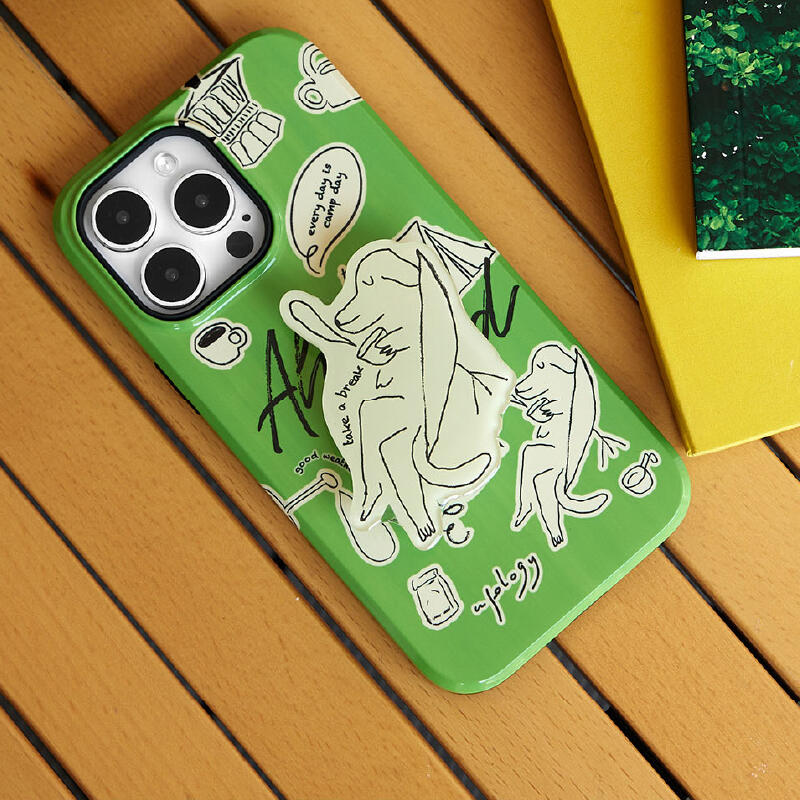 green pop illustration iPhone case