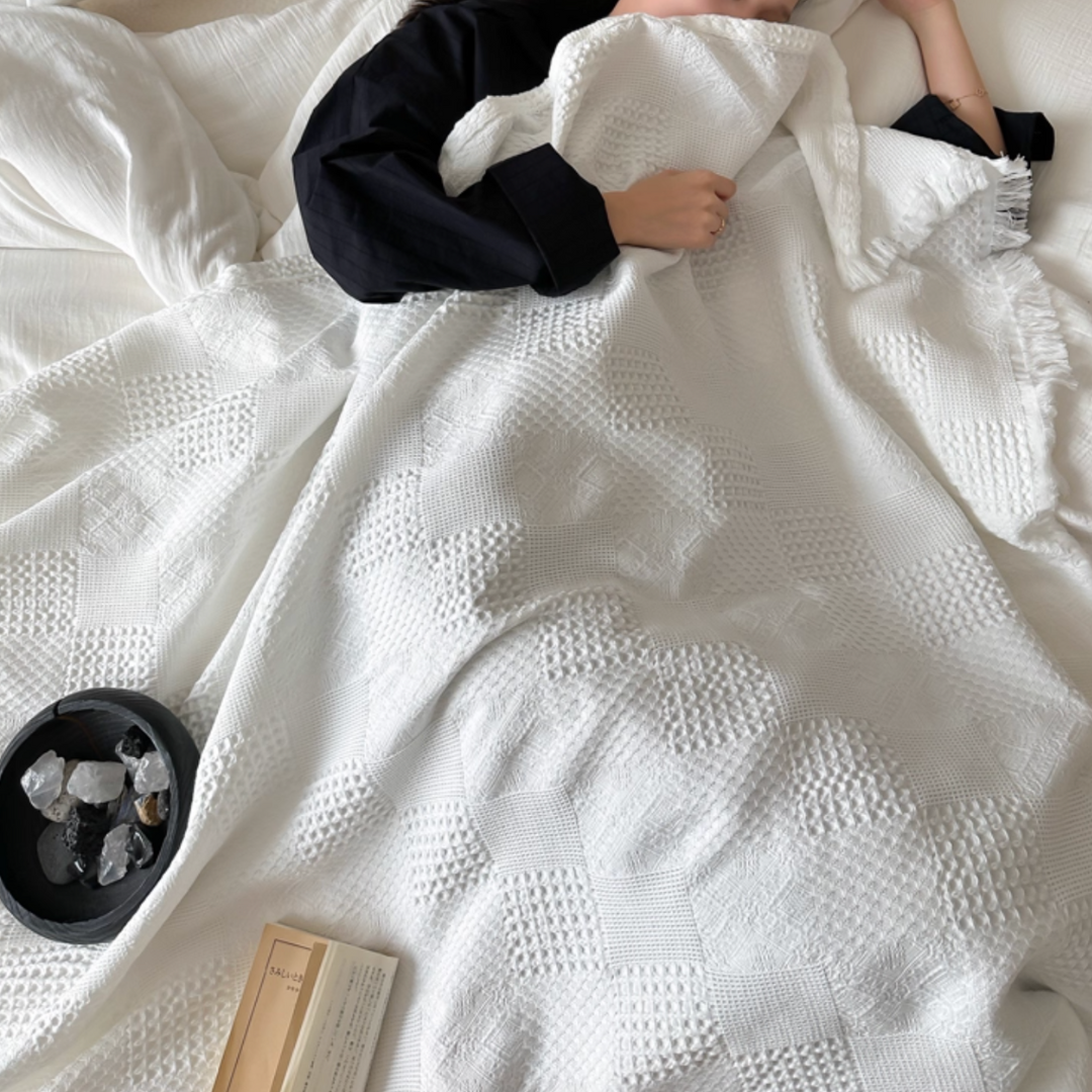 soft waffle tassel blanket (4colors)