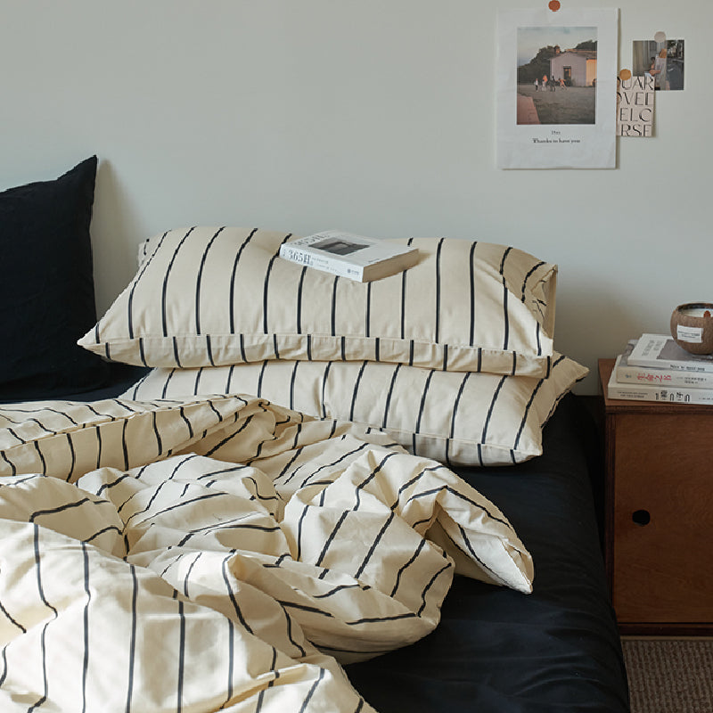 2color stripe scandinavian style bedlinen set