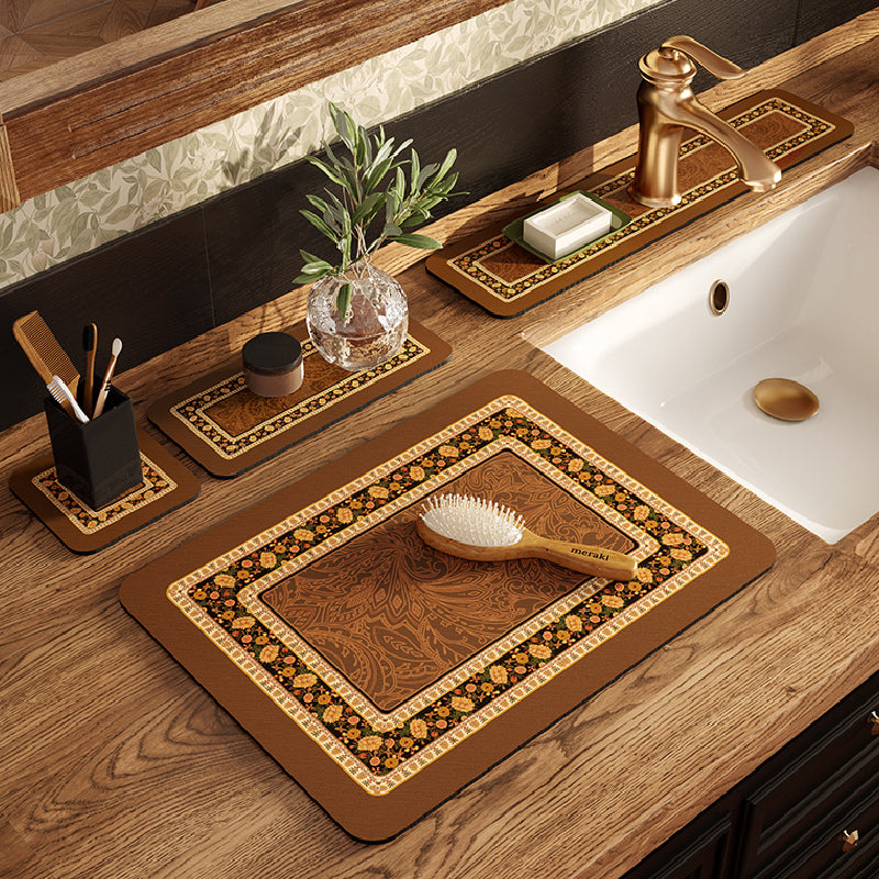 elegant black flower bathroom coaster