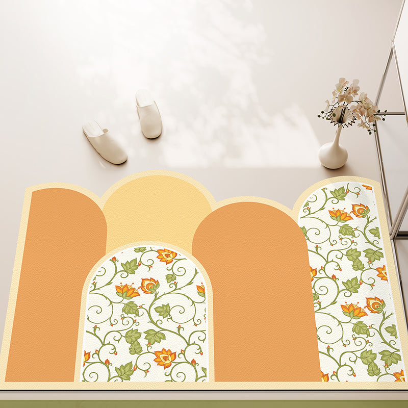 7design green floral unique shape door mat