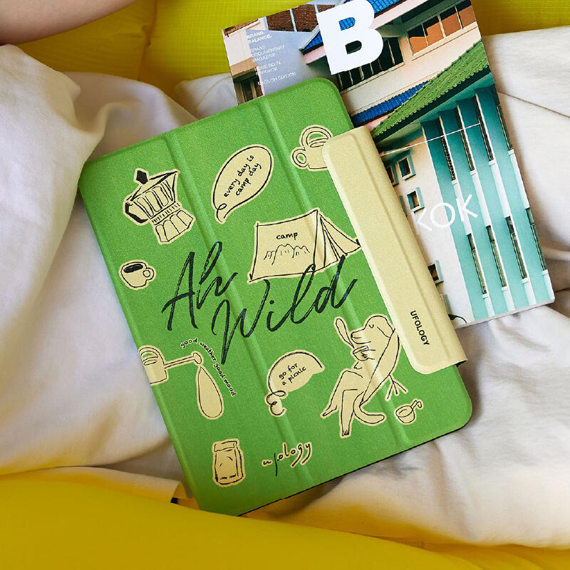 green pop illustration iPad case
