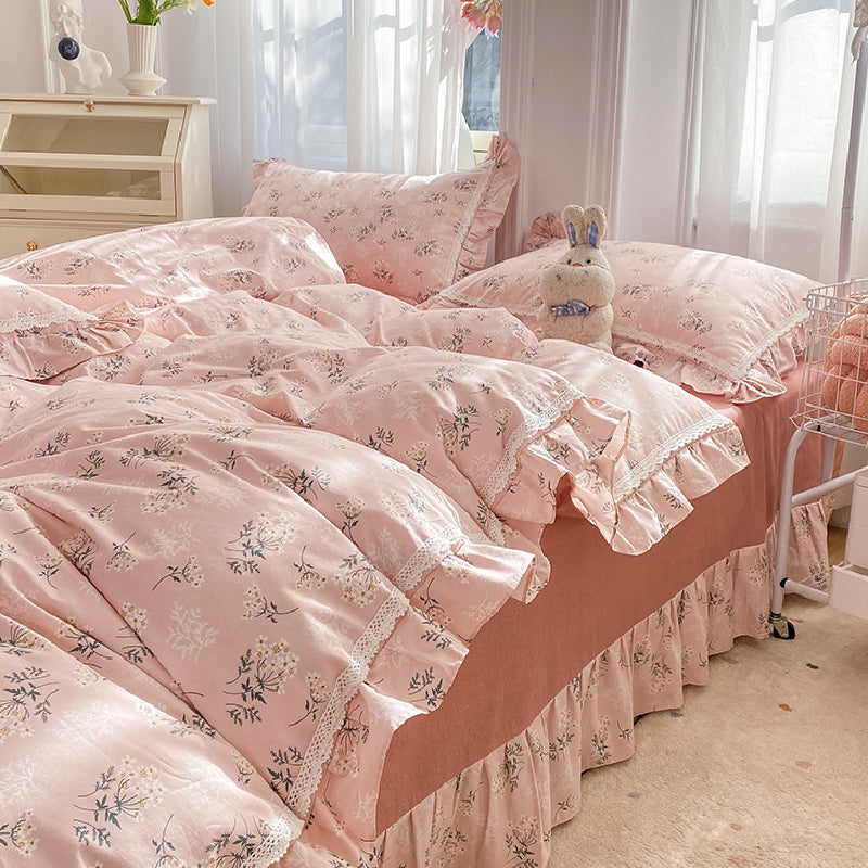 23design flower two-tone frill bedlinen set