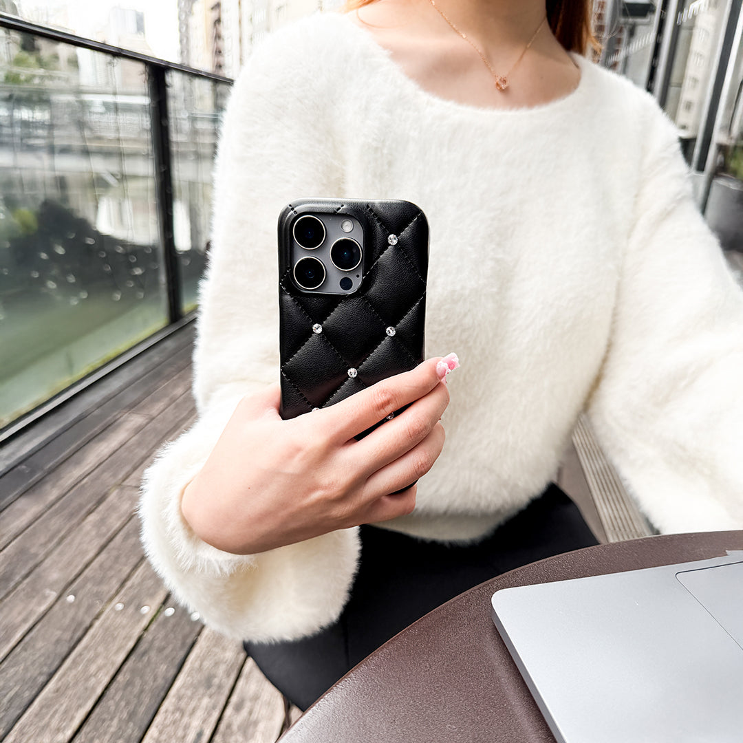 Luxe quilting Crystal stone iPhone case