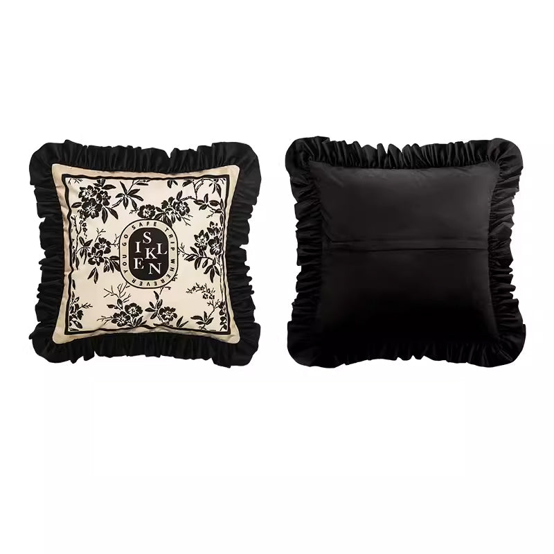 2design monotone floral frill cushion