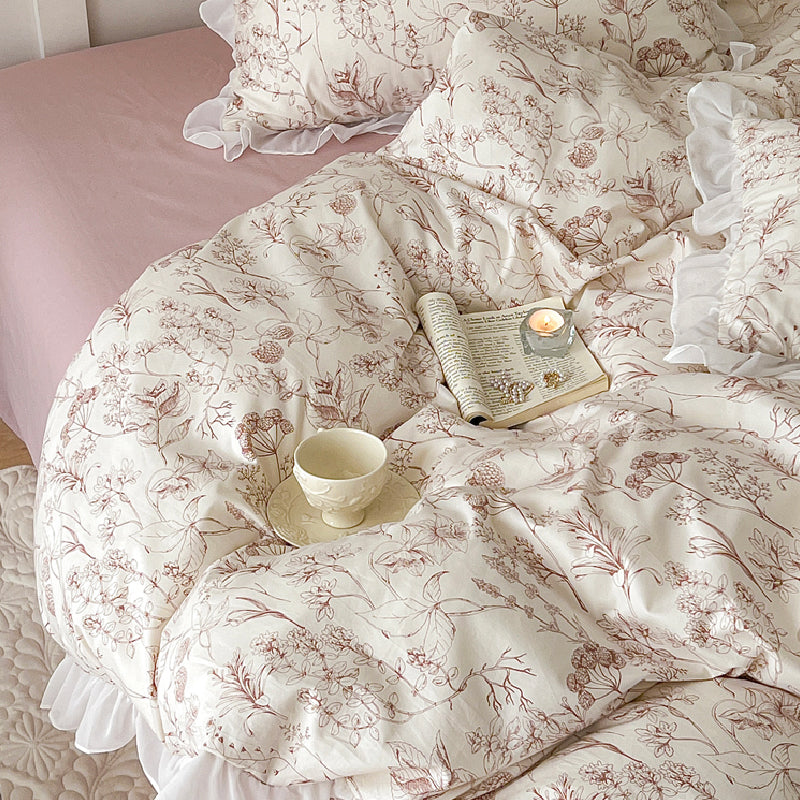 white frill girly bedlinen set