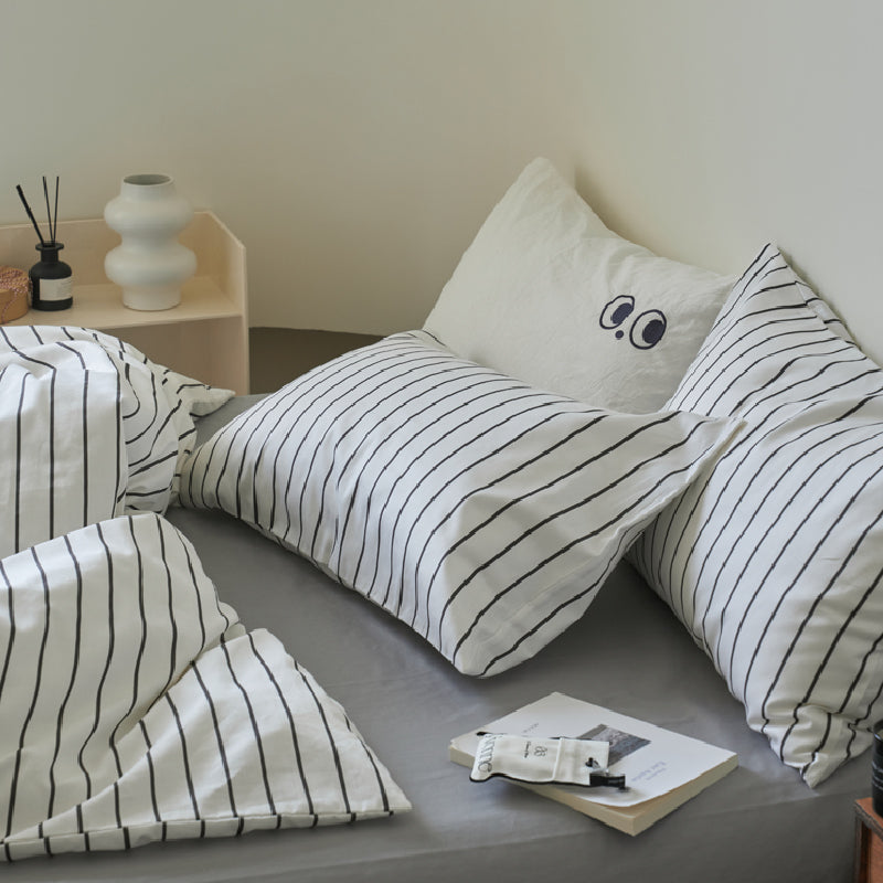 2color stripe scandinavian style bedlinen set