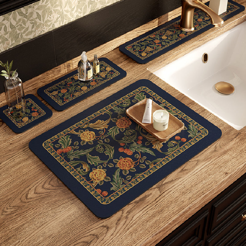 elegant black flower bathroom coaster