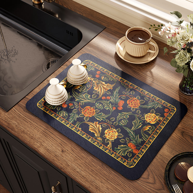 elegant black flower bathroom coaster