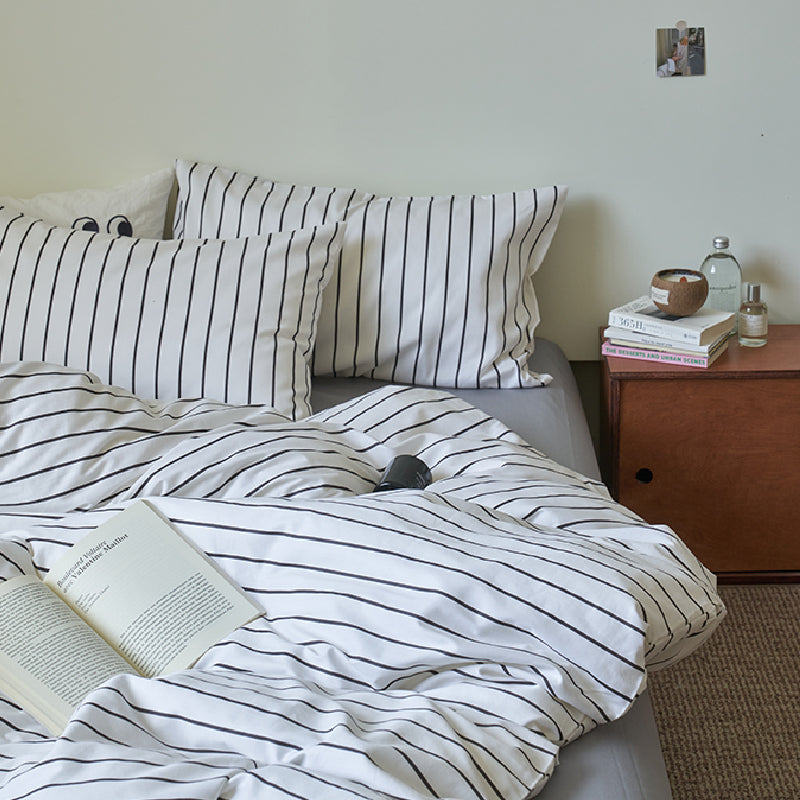 2color stripe scandinavian style bedlinen set