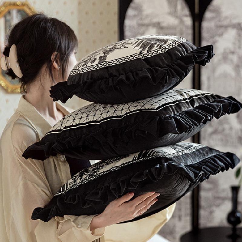 3design black frill elegance cushion
