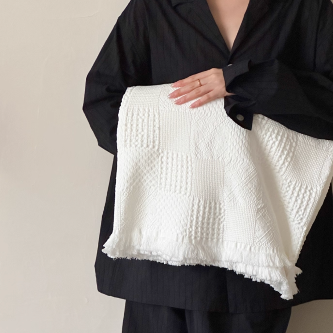 soft waffle tassel blanket (4colors)
