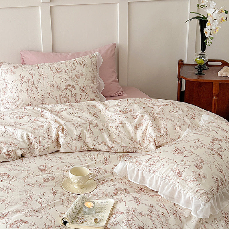 white frill girly bedlinen set