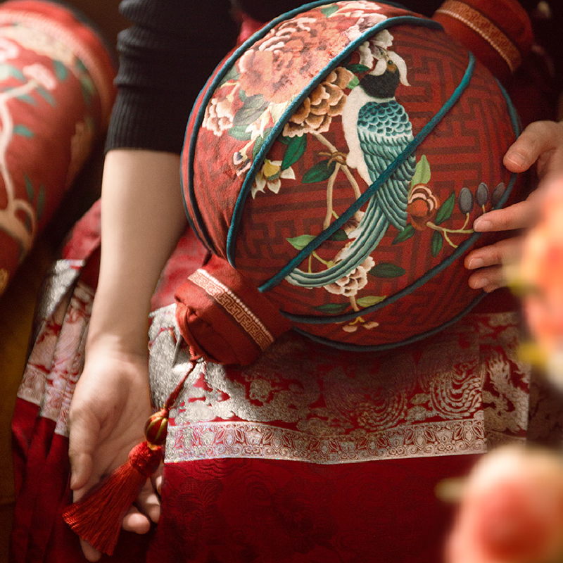 5design burgundy elegance flower cushion
