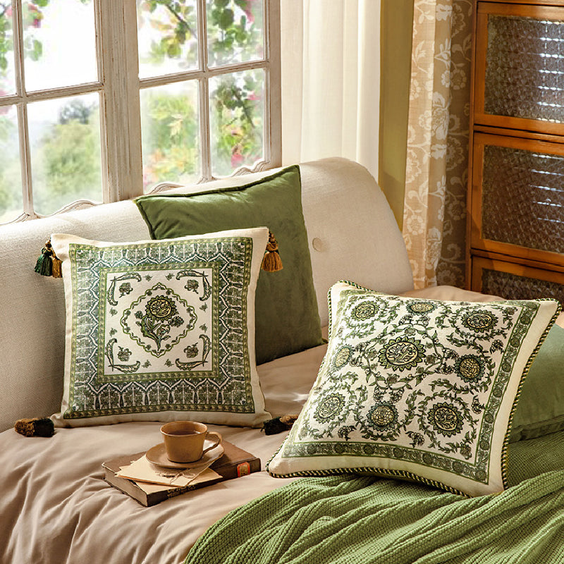 green ethnic vintage cushion
