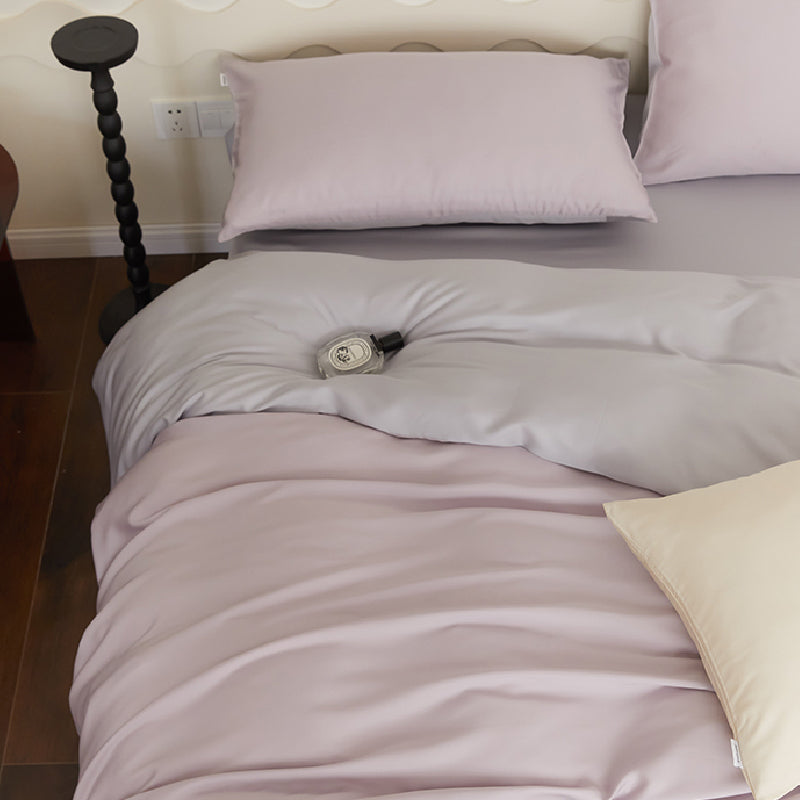 two-tone simple cotton bedlinen set