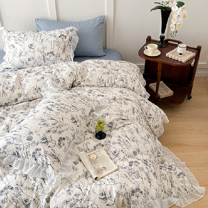 white frill girly bedlinen set