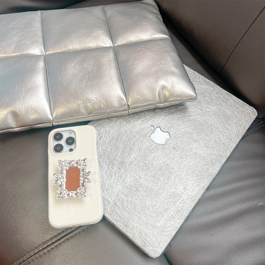 metallic silver PC Clutch