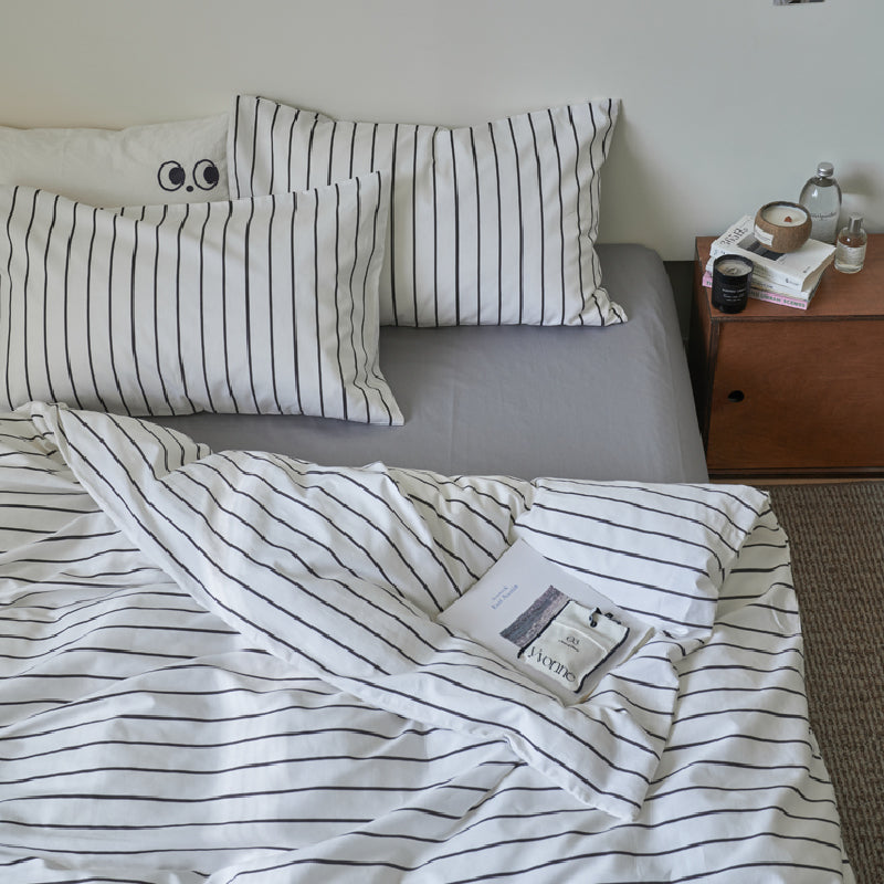 2color stripe scandinavian style bedlinen set