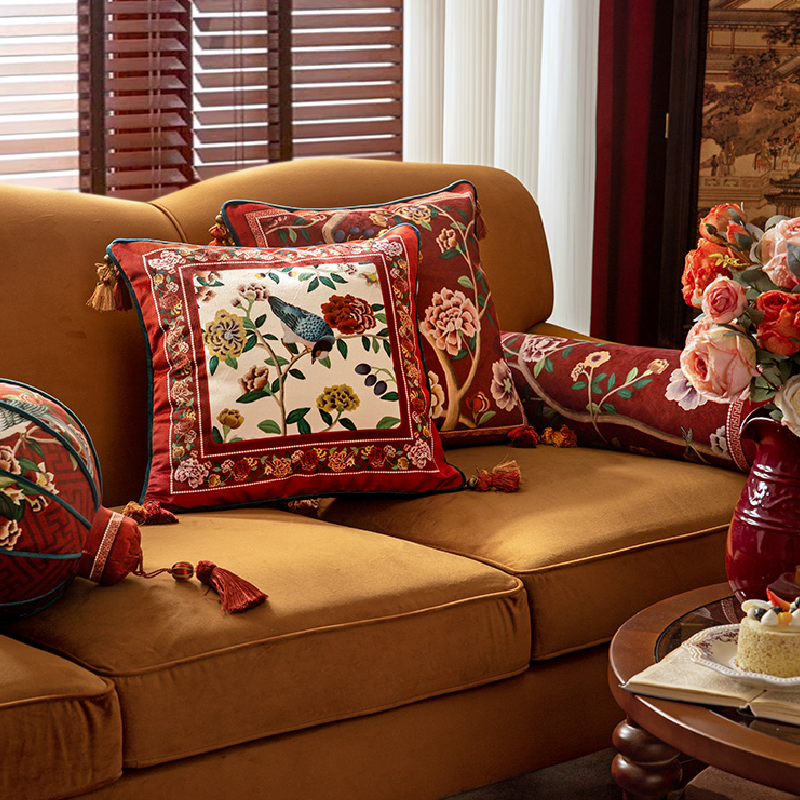 5design burgundy elegance flower cushion