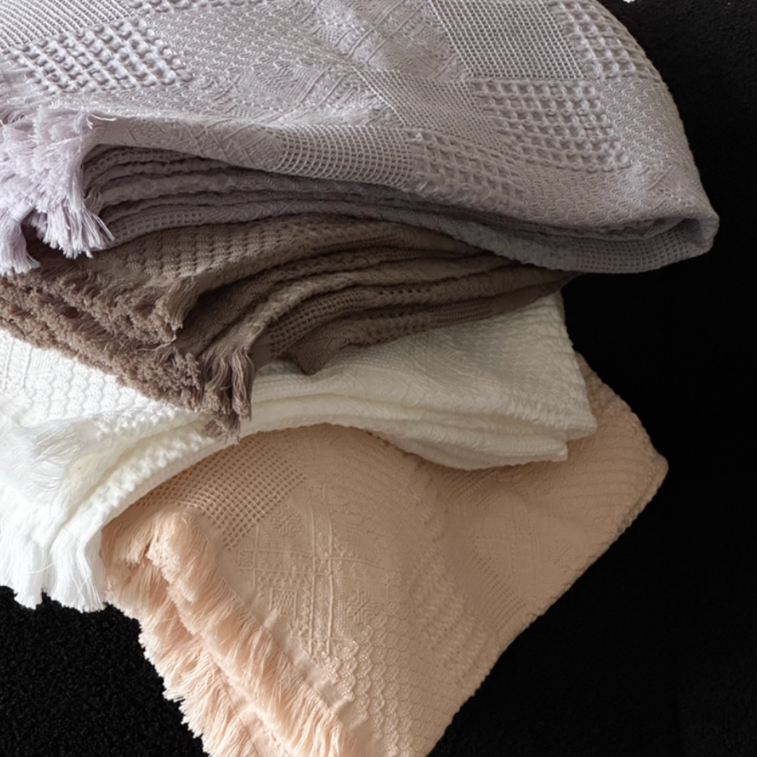 soft waffle tassel blanket (4colors)
