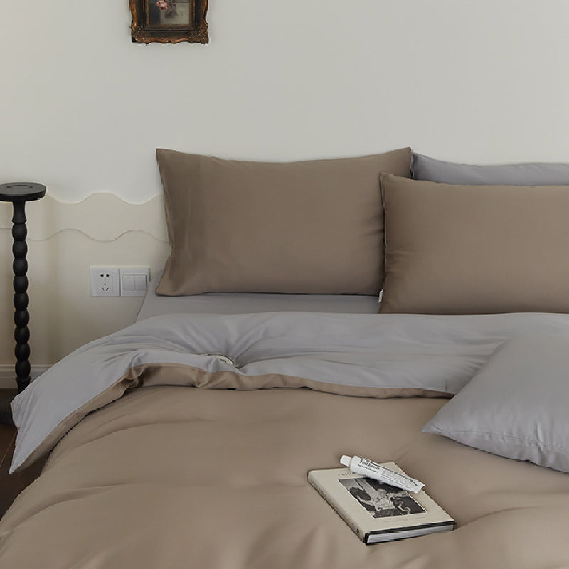 two-tone simple cotton bedlinen set