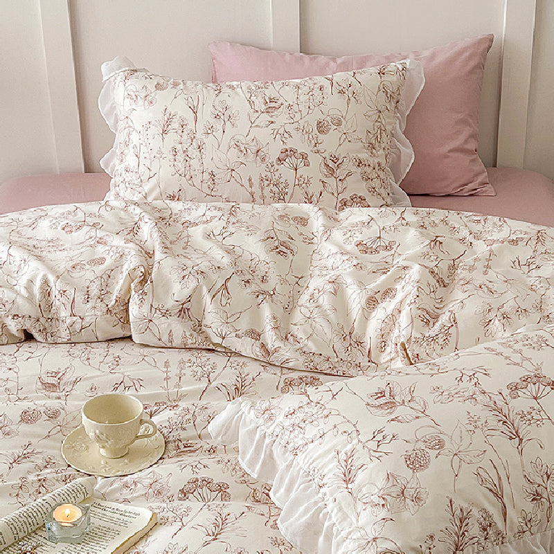 white frill girly bedlinen set