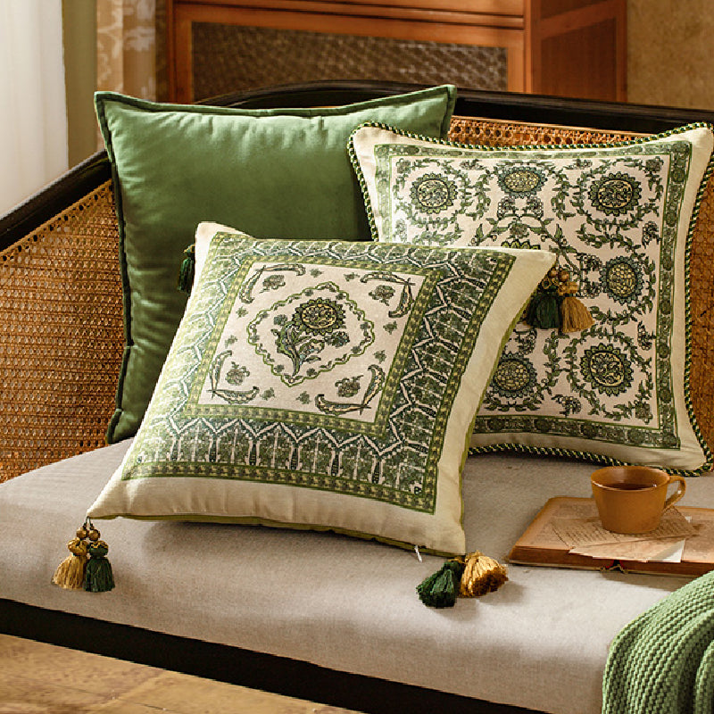 green ethnic vintage cushion
