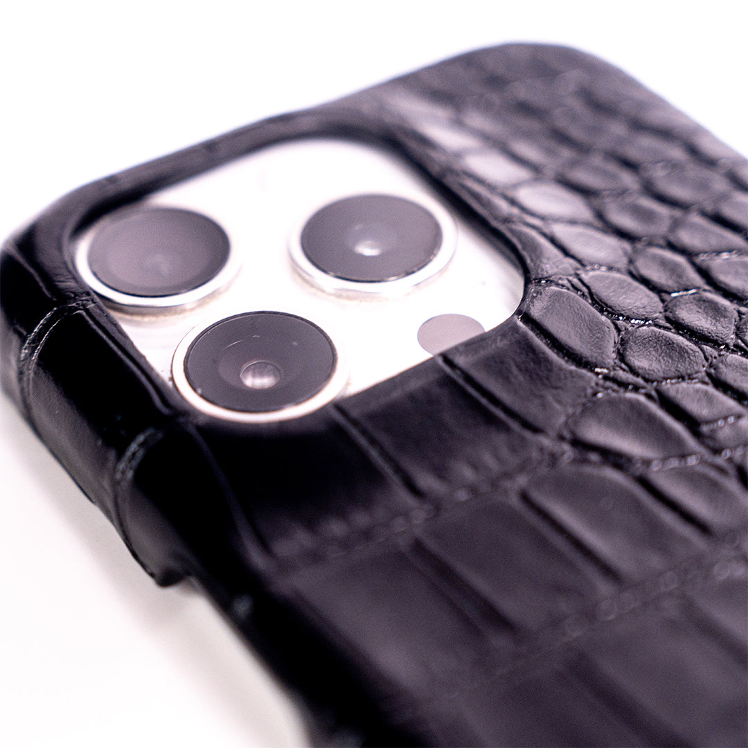 Black Elegant Croc Embossed iphone Case