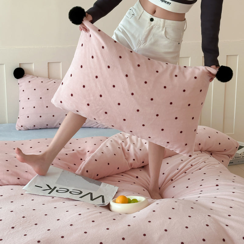 4color dot velvet bedlinen set