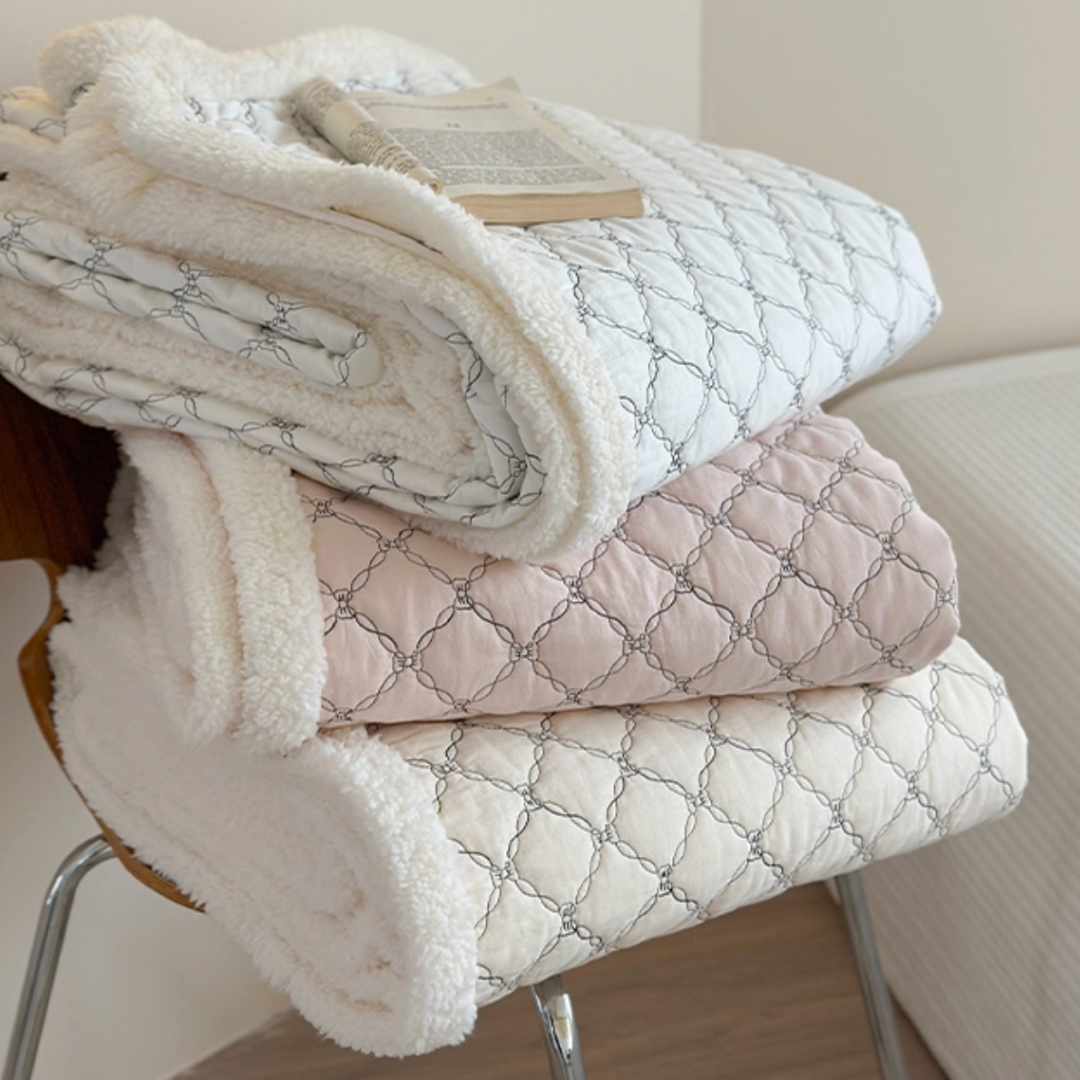 cream edge quilt & pillow sheets set (3color)