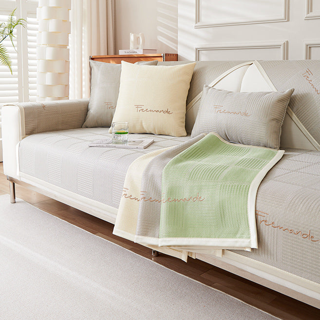 3color block pattern sofa cover