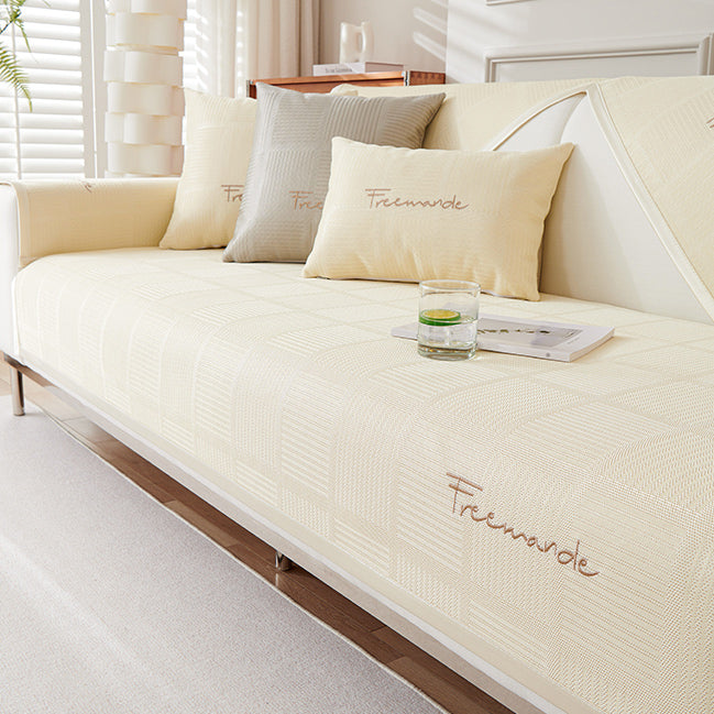 3color block pattern sofa cover