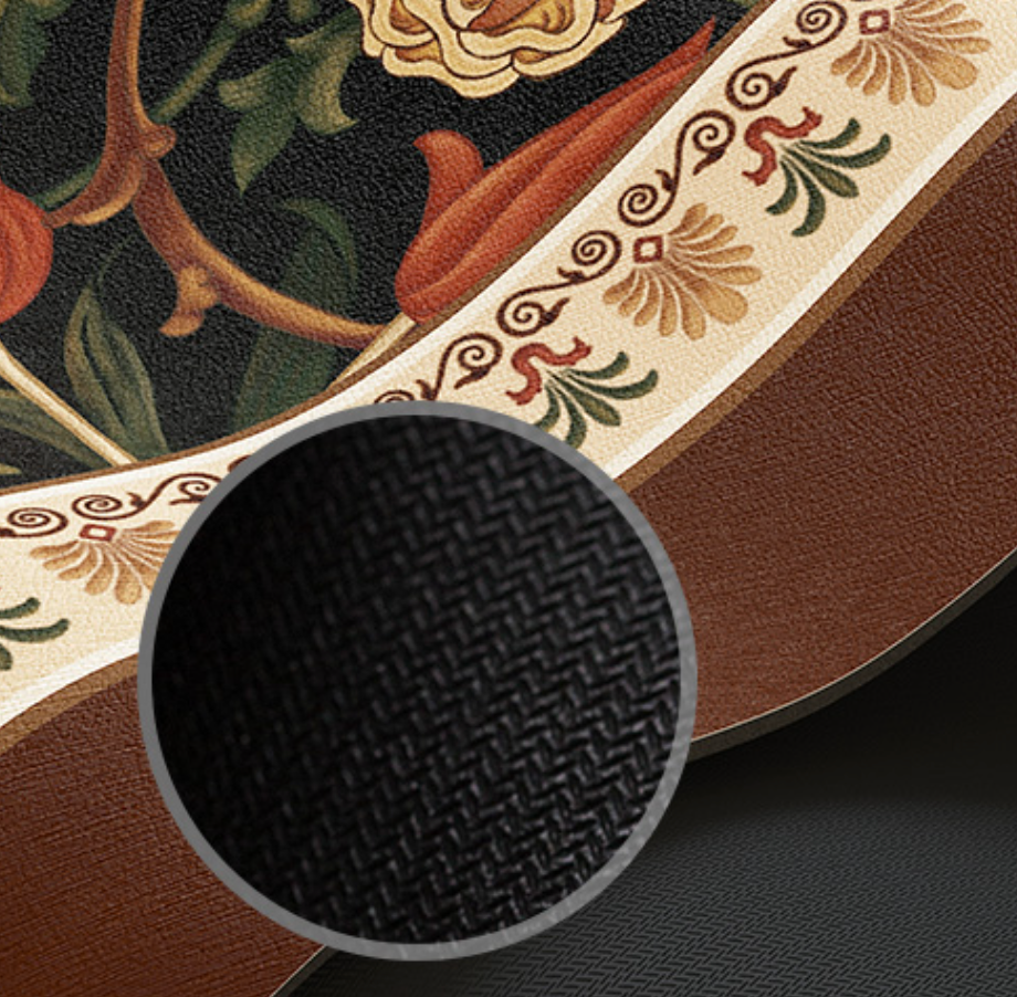 brown retro flower toilet mat