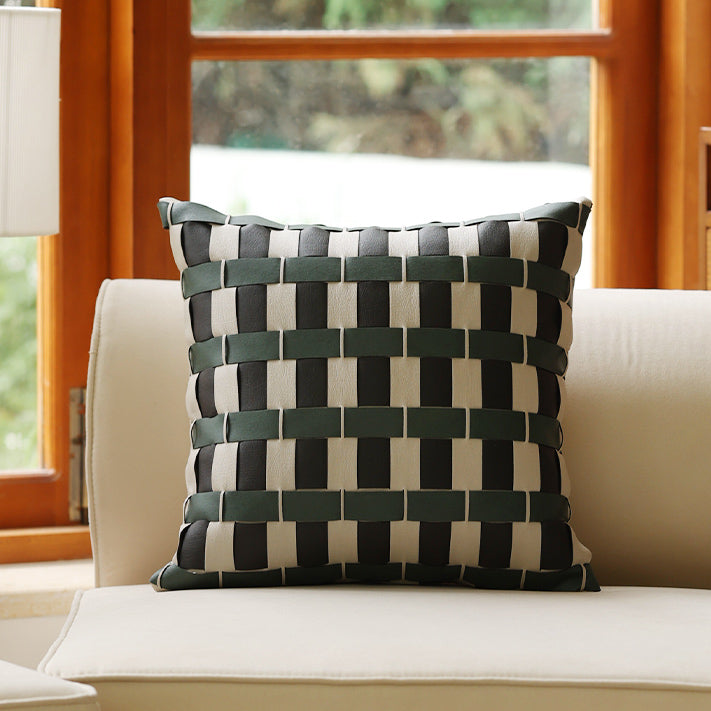 2design leather lattice cushion