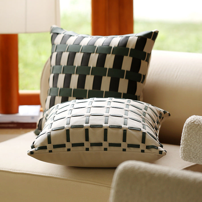 2design leather lattice cushion