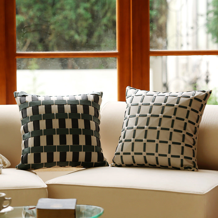 2design leather lattice cushion