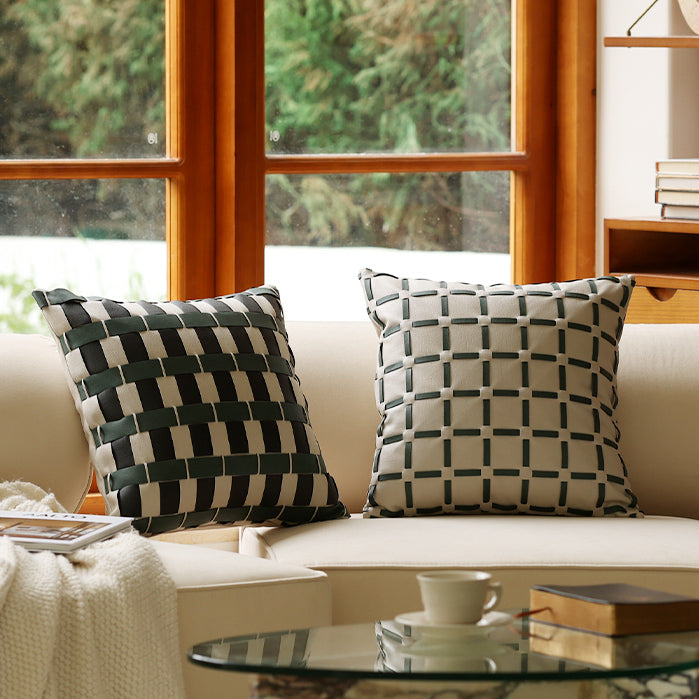 2design leather lattice cushion