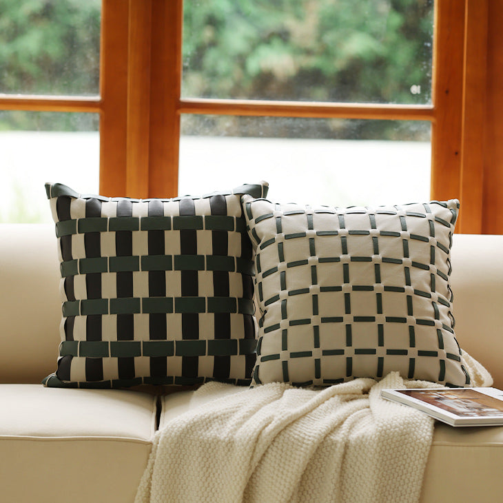 2design leather lattice cushion