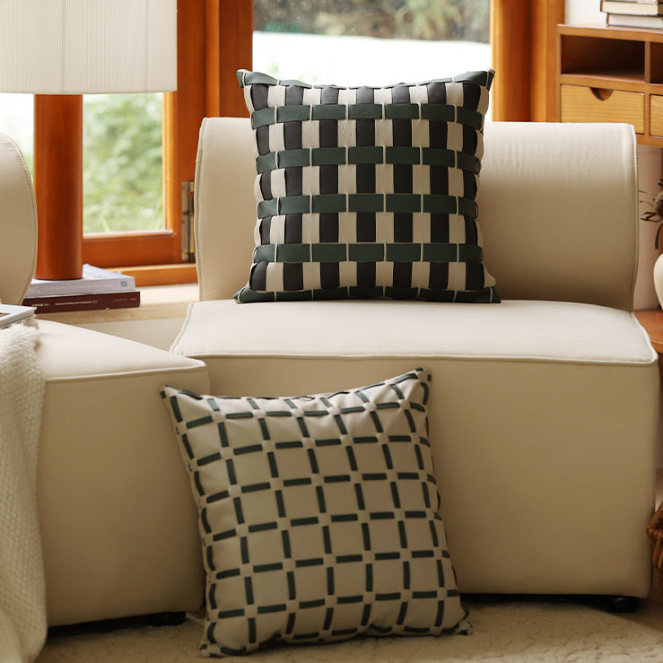 2design leather lattice cushion