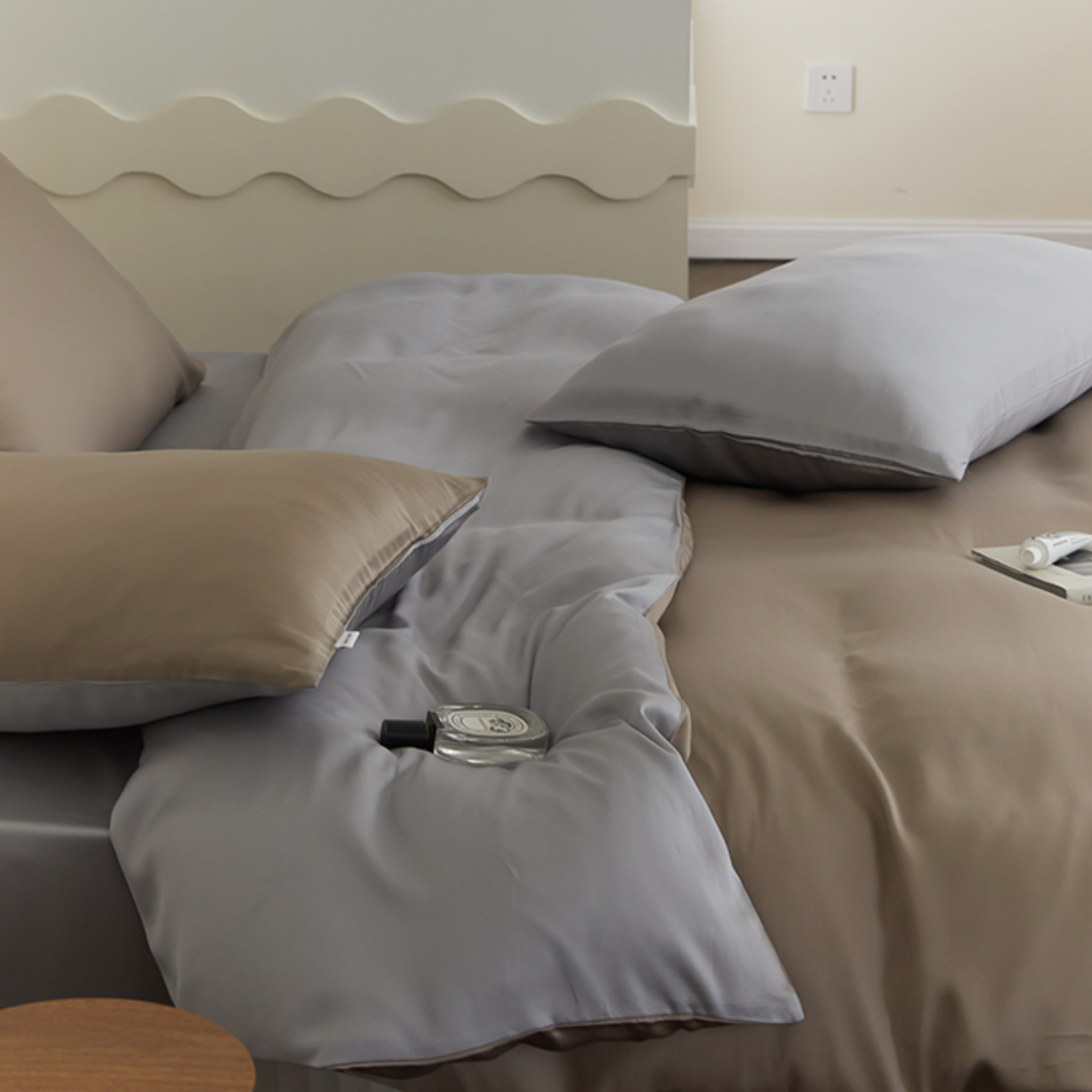 two-tone simple cotton bedlinen set