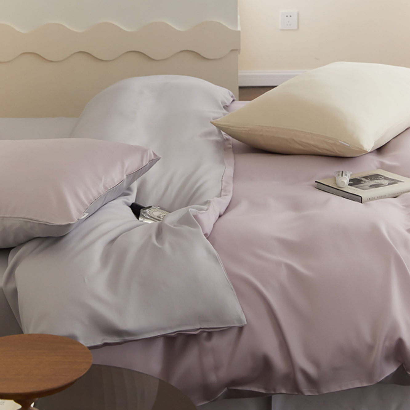 two-tone simple cotton bedlinen set