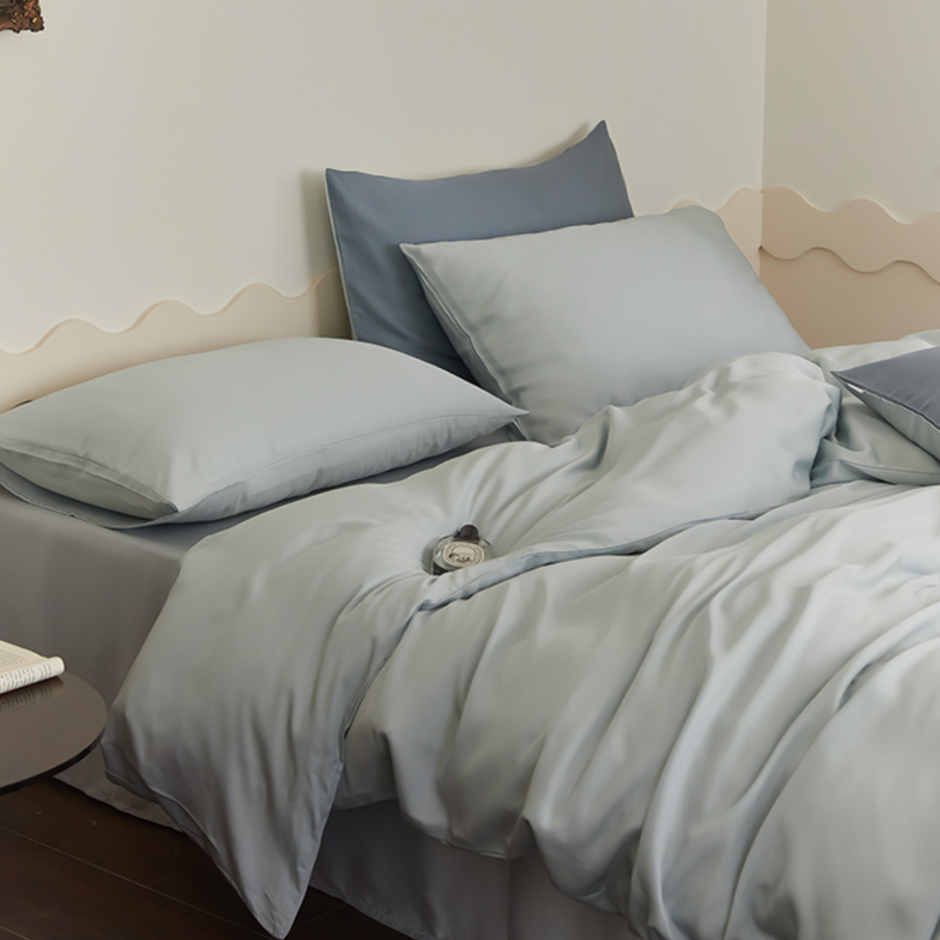 two-tone simple cotton bedlinen set